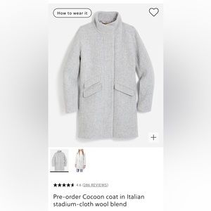 J.Crew NWT size 18 grey cocoon coat in Italian stadium-cloth wool blend